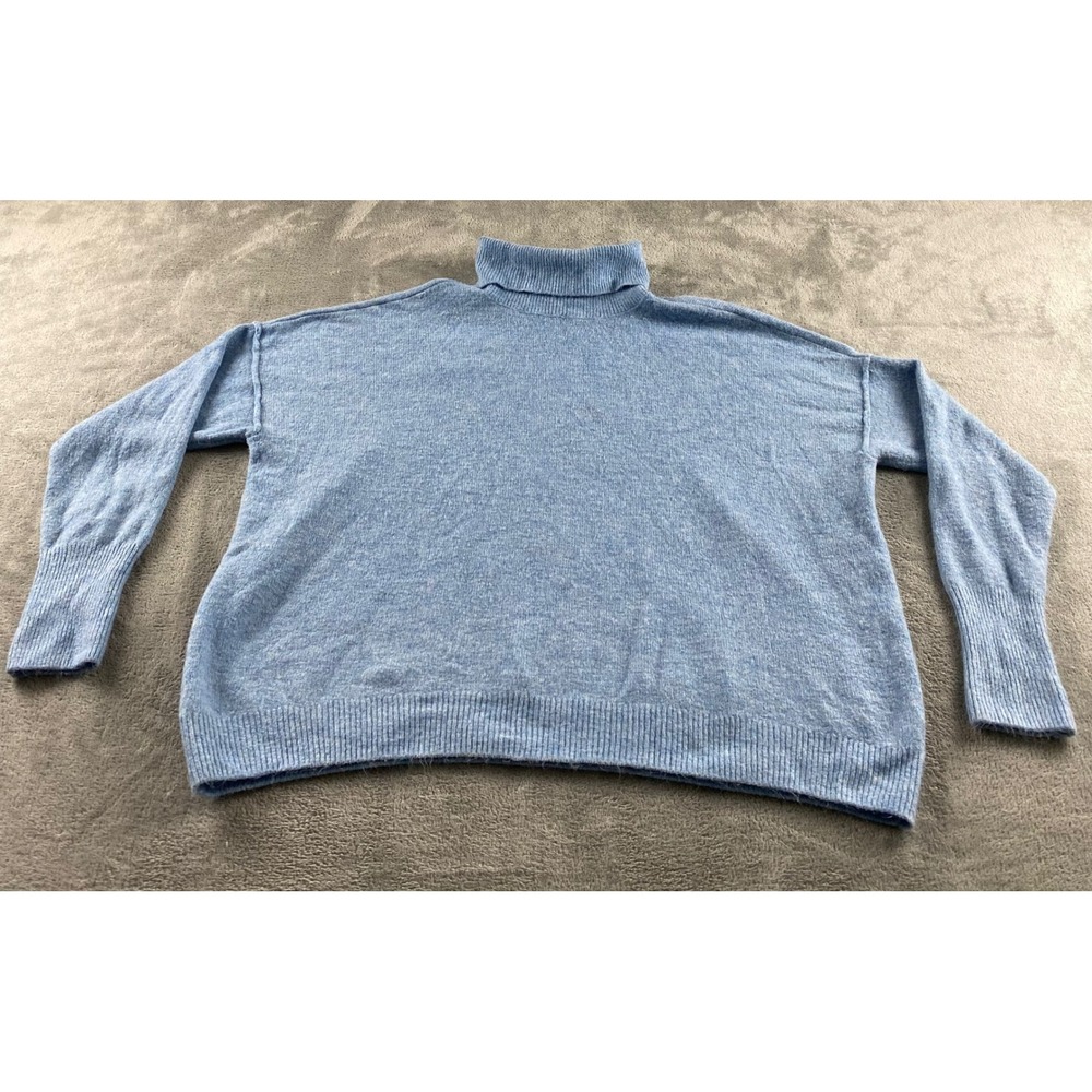 Vince Camuto Womens Blue Heathered Turtleneck‎ Oversized Knit Sweater Large